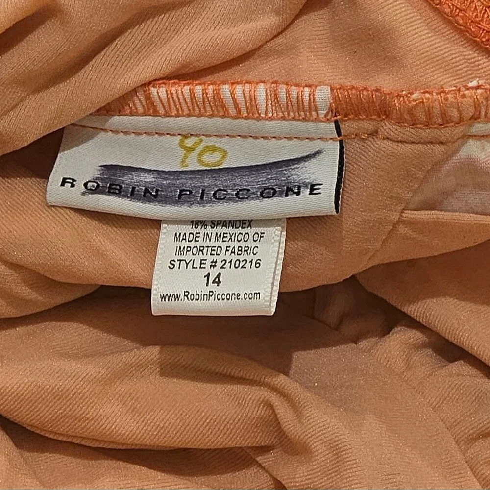 Robin Piccone Isla Plunge One Piece Swimsuit in Terracotta SZ 14 NWOT